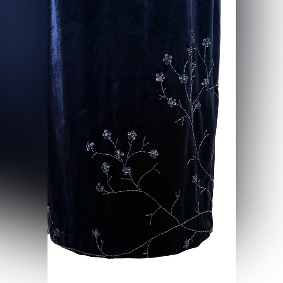 Vintage Velvet Long Maxi Prom Evening Dress 12P After Dark Beaded Wedding Guest - Picture 8 of 16